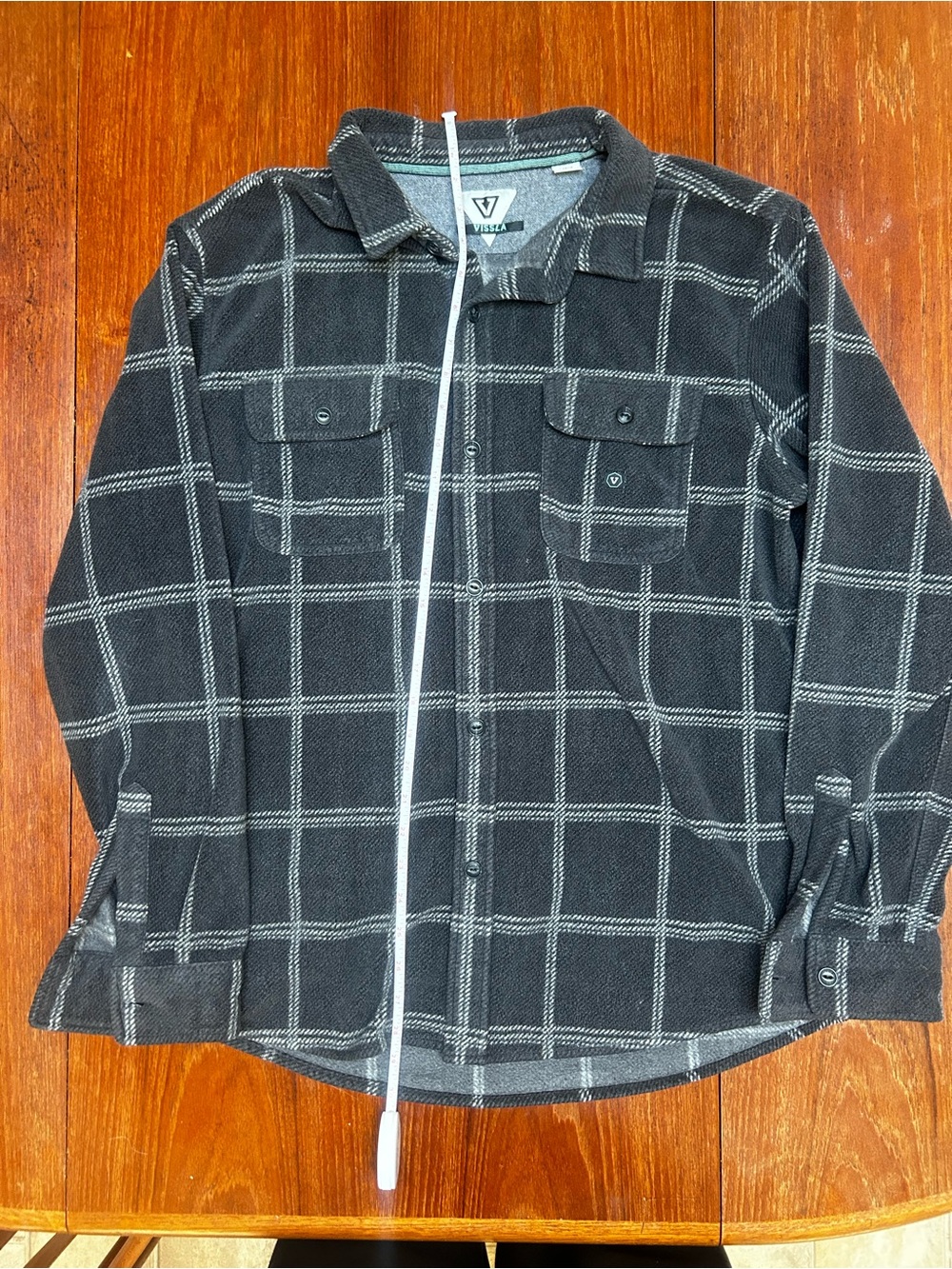 VISSLA Black Windowpane Lightweight Shirt Jacket